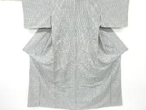 アンティーク　斜め格子に梅笹模様上代紬着物